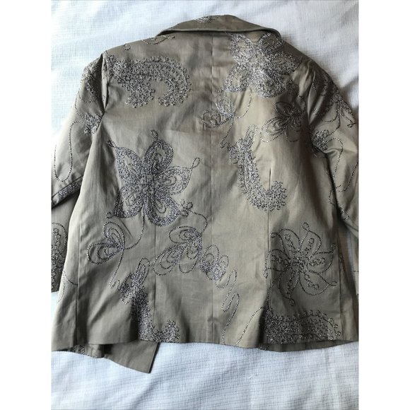 Trenz, Women’s Beige Jacket, Wooden Button Up, Floral Embroidered, Size S - Picture 7 of 7